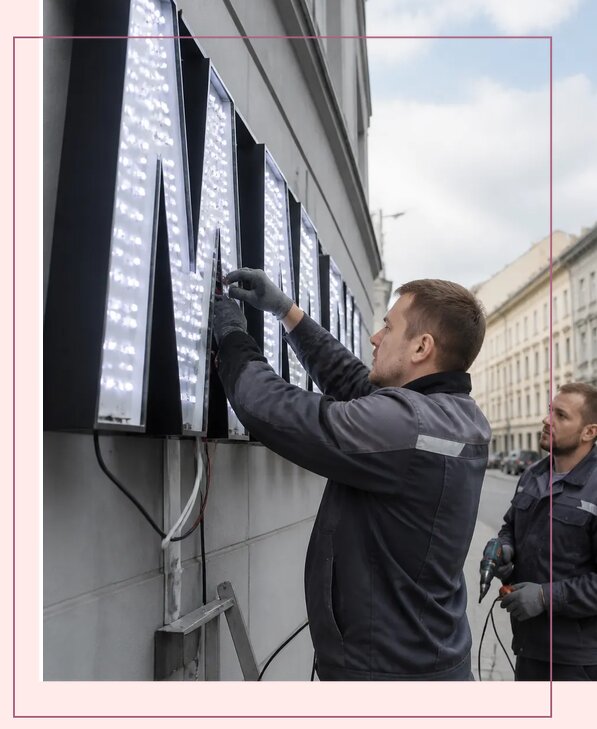 Изготовление и монтаж светодиодных LED вывесок в Карпинске