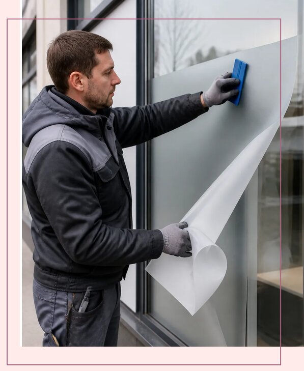 Изготовление наклеек на витрину под ключ для бизнеса в Карпинске